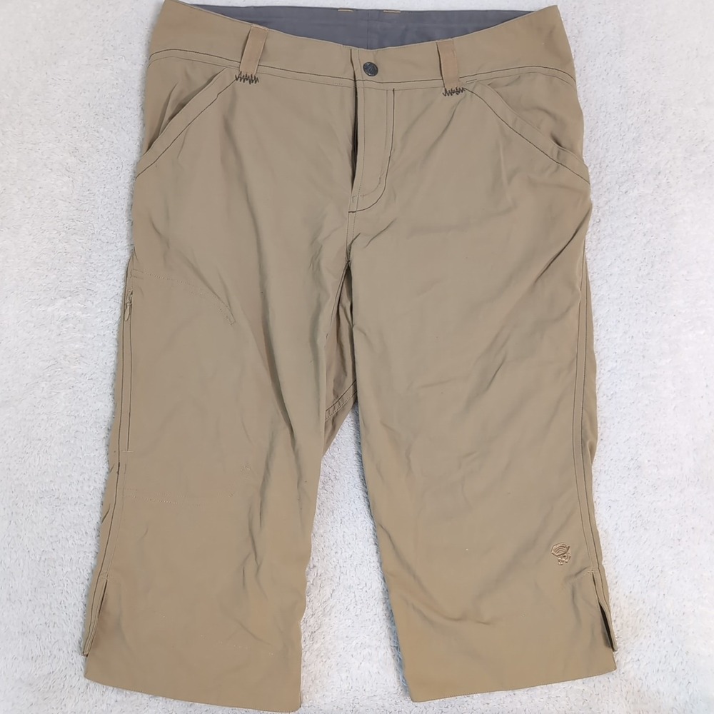 MOUNTAIN HARDWEAR Womens 8 Tan Over Knee Adjustable Waist 32x16" Nylon Capris